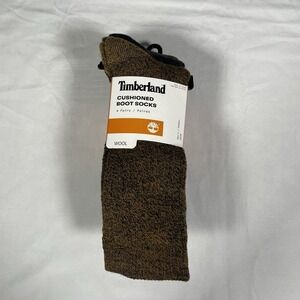 Timberland Cushioned Boot Socks 4 Pairs Wool Blend Men's Brown Gray OSFM